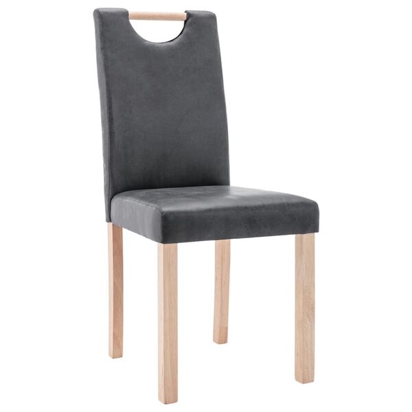 vidaXL Esszimmerst&uuml;hle 6 Stk. Grau Wildleder-Optik