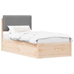 vidaXL Bettgestell mit gepolstertem Kopfteil Hellgrau 100 x 200 cm