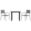 vidaXL 3-tlg. Garten-Essgruppe Grau und Schwarz Poly Rattan und Stahl