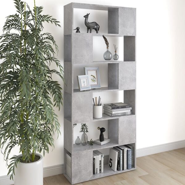 vidaXL Bücherregal Raumteiler Betongrau 80x24x186 cm Holzwerkstoff