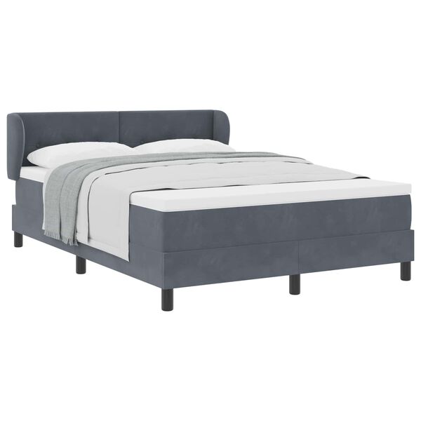 vidaXL Boxspringbett mit Matratze Dunkelgrau 140 x 190 cm Samt