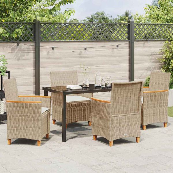 vidaXL Garten Essgruppe 5 pcs Beige Poly-Rattan