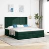 vidaXL Ottoman-Bett mit Matratzen & LEDs Dunkelgr&uuml;n 200x200 cm Samt