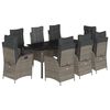 vidaXL 9-tlg. Garten-Essgruppe mit Kissen Grau Poly Rattan
