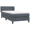 vidaXL Boxspringbett mit Matratze Dunkelgrau 90x220 cm Samt