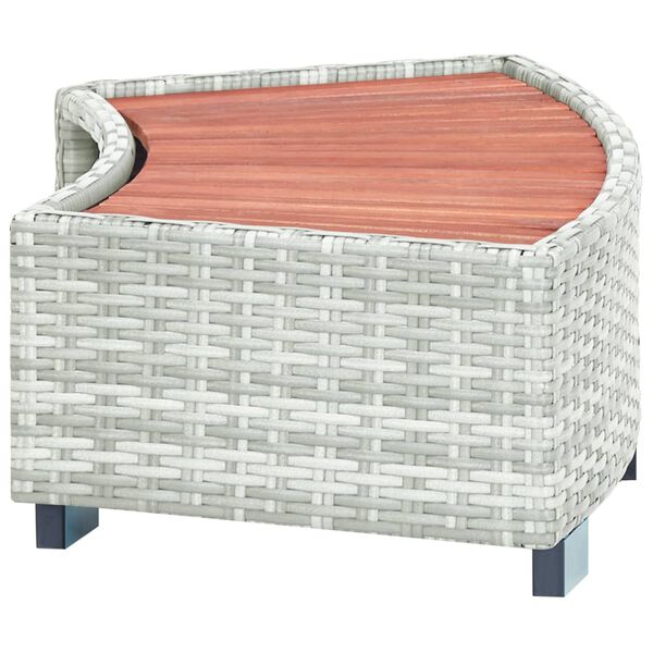 vidaXL Spa-Einstiegsstufe Hellgrau Poly Rattan 92x45x25 cm