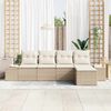 vidaXL Garten-Sofa-Set mit Kissen 5 pcs Beige und Creme Poly-Rattan