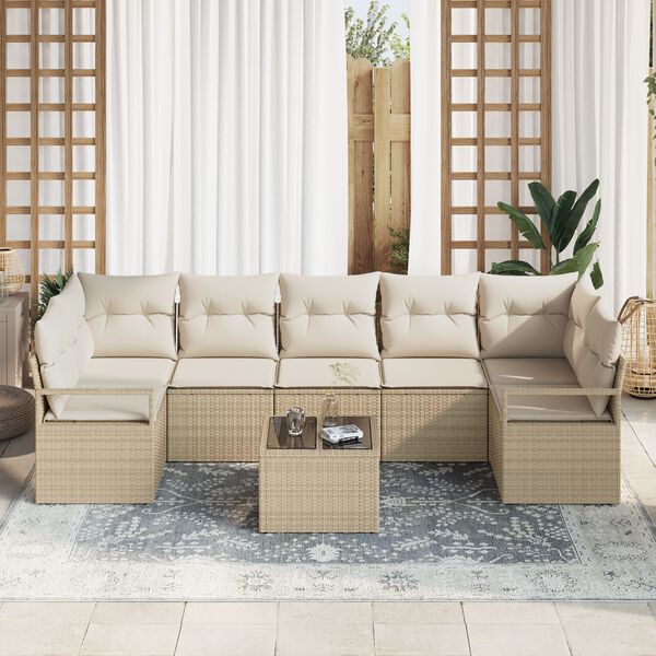 vidaXL Sofa Set 8 pcs Beige und Creme Poly-Rattan