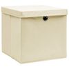vidaXL Aufbewahrungsboxen mit Deckeln 10 Stk. 28x28x28 cm Creme