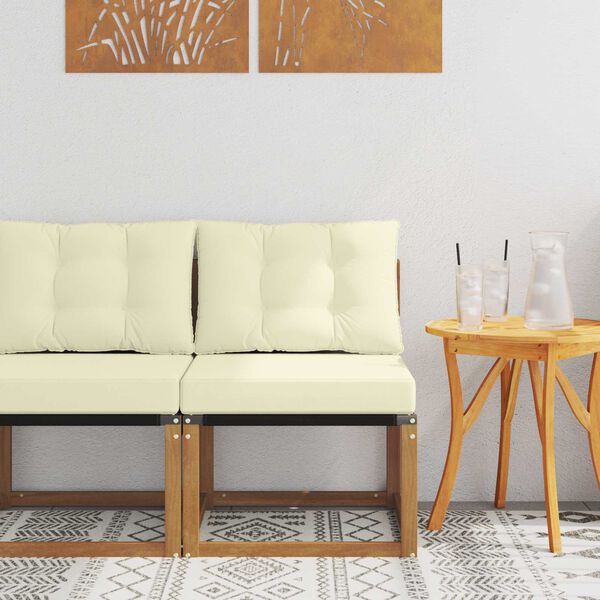 vidaXL Outdoor Mittelsofa Massivholz Akazie und Textilene-Stoff Natur