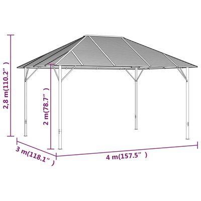 vidaXL Pavillon mit Dach 4x3 m Anthrazit