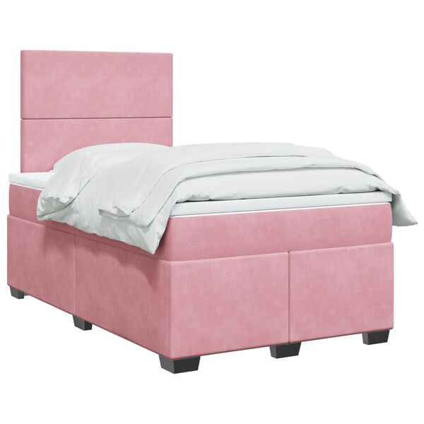 vidaXL Boxspringbett mit Matratze Rosa 120x190 cm Samt
