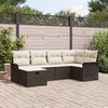 vidaXL Garten-Sofa-Set mit Kissen mit Speicher 6 pcs Braun Poly Rattan