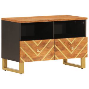 vidaXL TV-Schrank Braun und Schwarz 70x33,5x46 cm Massivholz Mango