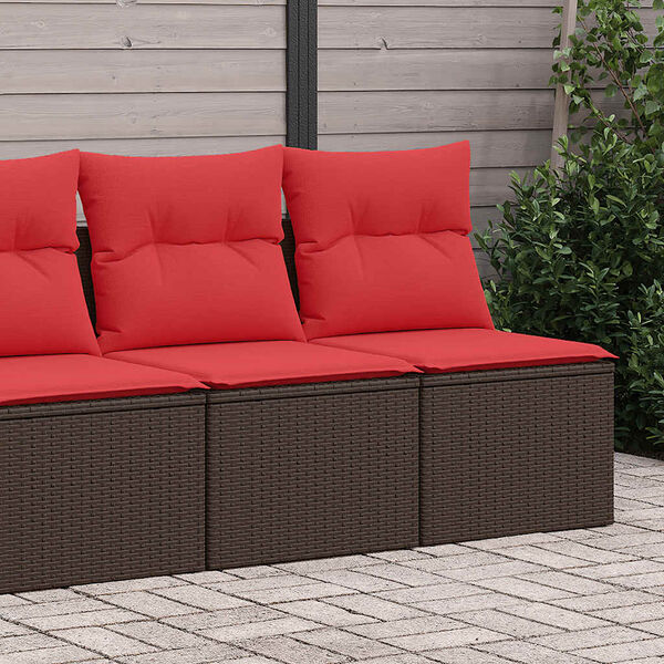 vidaXL 2-tlg. Garten-Sofagarnitur mit Kissen Braun Poly Rattan Akazie
