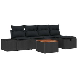 vidaXL Gartensofa-set mit Kissen 6 pcs Schwarz Poly-Rattan
