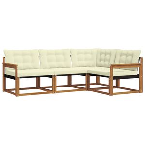 vidaXL Outdoor-Sofagarnitur mit Kissen 4 pcs Natur und Creme