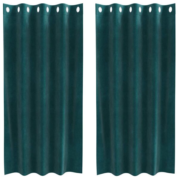 vidaXL Verdunkelungsvorh&auml;nge 2 pcs Dunkelgr&uuml;n 140 x 175 cm Samt