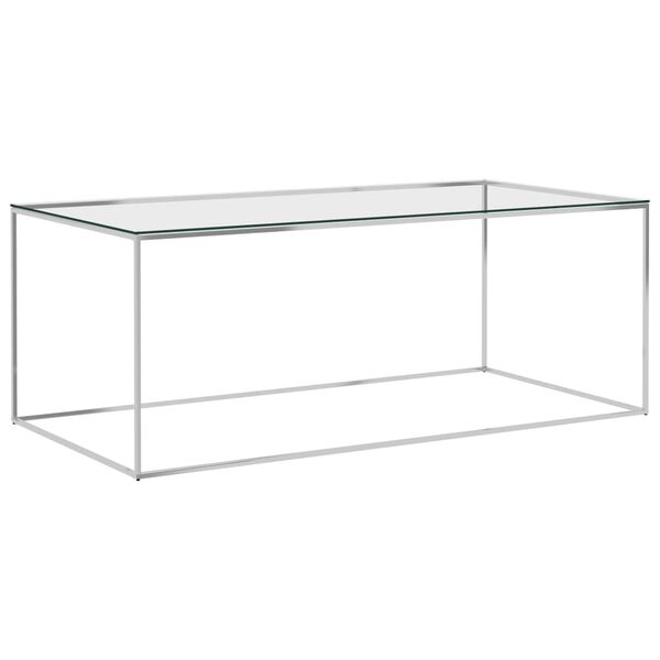 vidaXL Couchtisch Silbern 120x60x45 cm Edelstahl und Glas
