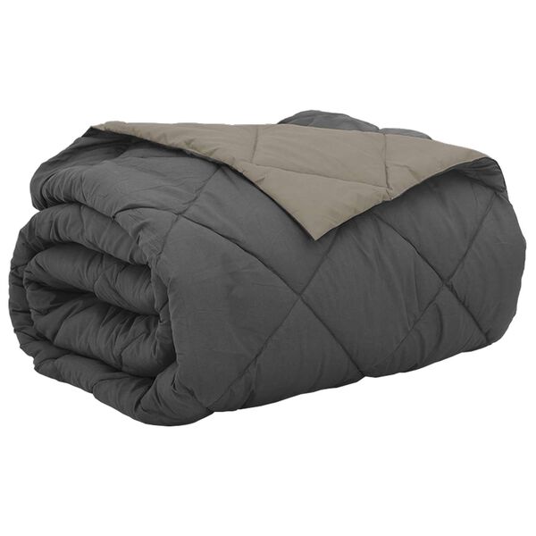 vidaXL Sommerdecke Hellgrau und Anthrazit 220 x 260 cm Mikrofaser