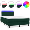 vidaXL Boxspringbett mit Matratze & LED Dunkelgr&uuml;n 120x210 cm Samt