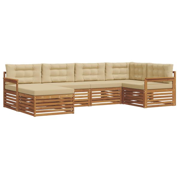 vidaXL Outdoor-Sofagarnitur mit Kissen 6 pcs Natur und Beige