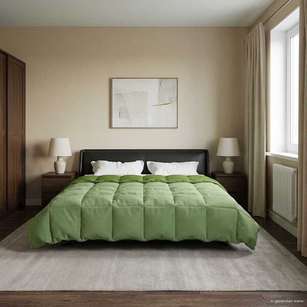 vidaXL Sommerdecke Gepolstert Gr&uuml;n 220 x 260 cm Mikrofaser