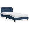 vidaXL Bett mit Matratze "Hvar" Blau 100x200 cm Stoff