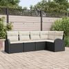 vidaXL Garten-Sofa-Set mit Kissen 5 pcs Schwarz und Weiß Poly Rattan