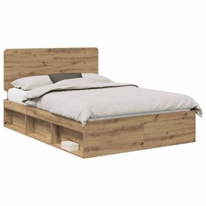 vidaXL Bettrahmen Artisan-Eiche 150 x 200 cm Massives Kiefernholz