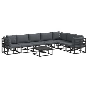 vidaXL Gartensofa-set 8 stk. Schwarz Aluminium