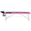 vidaXL Massageliege Klappbar 2-Zonen Aluminiumgestell Schwarz und Rosa