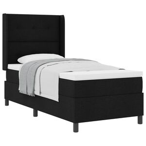 vidaXL Boxspringbett mit Kissen mit Kopfteil Schwarz 190 x 90 cm Stoff