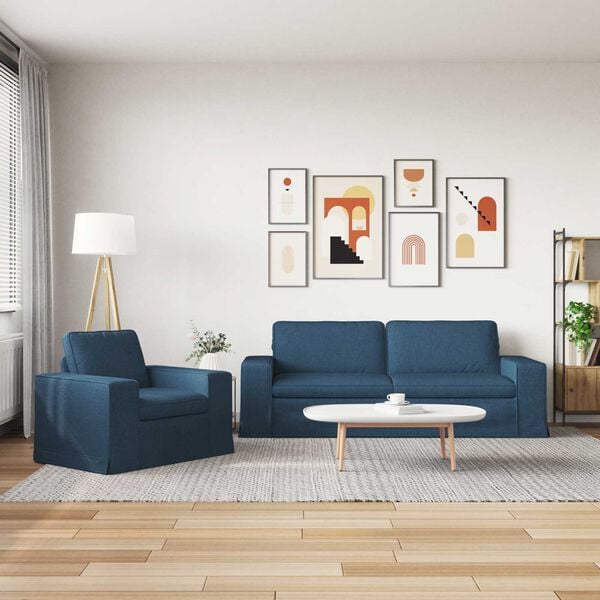vidaXL Sofa 2 pcs Blau Gesamtabmessungen: 222 x 80 x 82 cm (B x T x H)