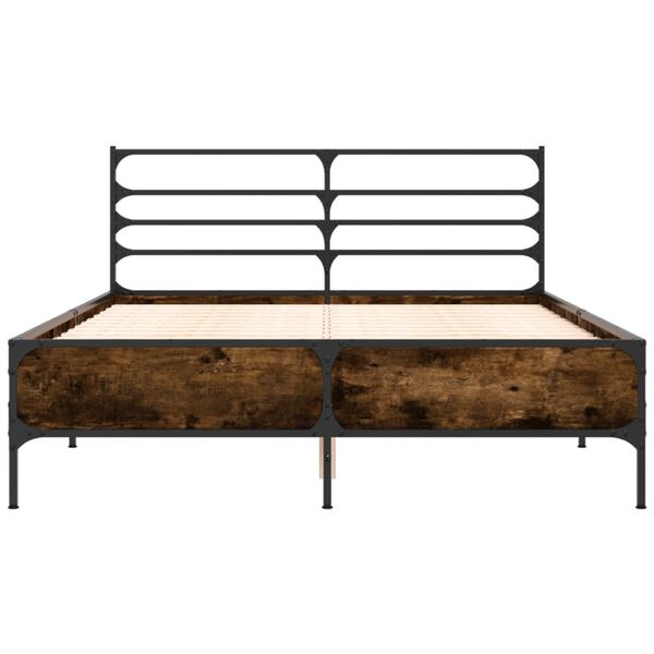 vidaXL Bettgestell R&auml;uchereiche 135x190 cm Holzwerkstoff und Metall