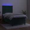 vidaXL Boxspringbett mit Matratze & LED Dunkelgr&uuml;n 90x190 cm Samt