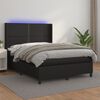 vidaXL Boxspringbett mit Matratze & LED Schwarz 140x200 cm Kunstleder