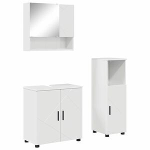 vidaXL Badezimmerm&ouml;bel-Set 3 stk. Hochglanz Wei&szlig; 61 x 35 x 64 cm