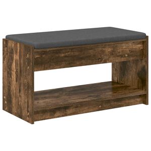 vidaXL Flurbank mit Kissen mit Regal Ger&auml;ucherte Eiche 83 x 38 x 45 cm