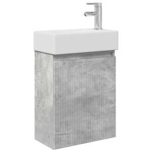 vidaXL Badezimmer Waschtischunterschrank mit Wasserhahn Betongrau