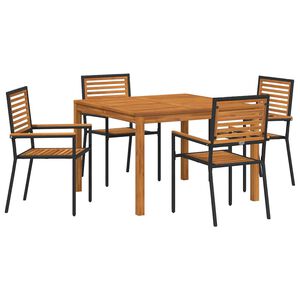 vidaXL Garten Essgruppe 5 pcs Schwarz Massivholz Akazie