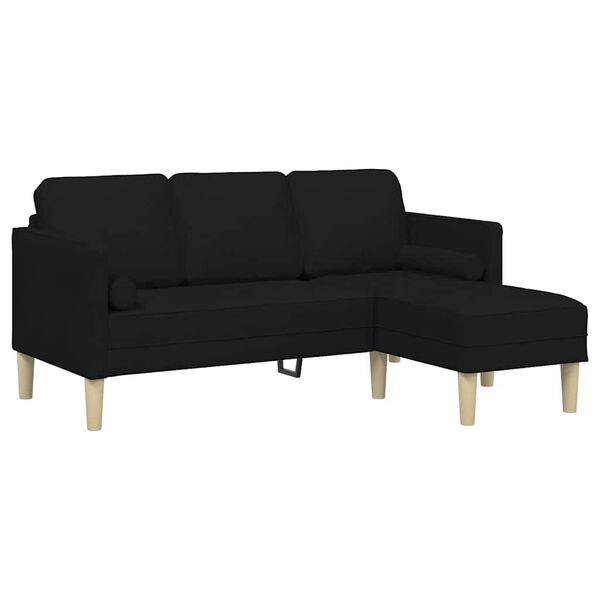 vidaXL Sofa Set mit Kissen Schwarz 173 x 131 x 67 cm Polyester