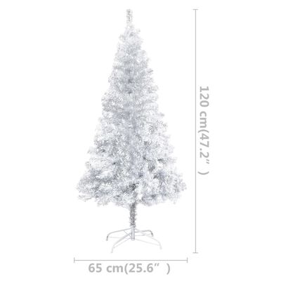 vidaXL Künstlicher Weihnachtsbaum Beleuchtung & Kugeln Silber 120 cm