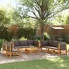 vidaXL 9-tlg. Gartensofa-Set mit Kissen Holz Akazie & Seil