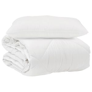 vidaXL Bettdecke mit Kissen 2 pcs Wei&szlig; Mikrofaser