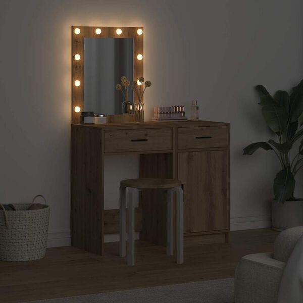 vidaXL Schminktisch mit T&uuml;r 2 pcs Braun 50 x 41 x 135 cm Holzwerkstoff