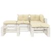 vidaXL 6-tlg. Garten-Lounge-Set Paletten mit Kissen in Creme Holz