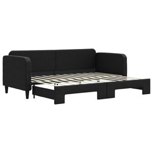 vidaXL Tagesbett Ausziehbar Schwarz 80x200 cm Stoff