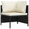vidaXL Modular-Ecksofa mit Kissen Schwarz Poly Rattan