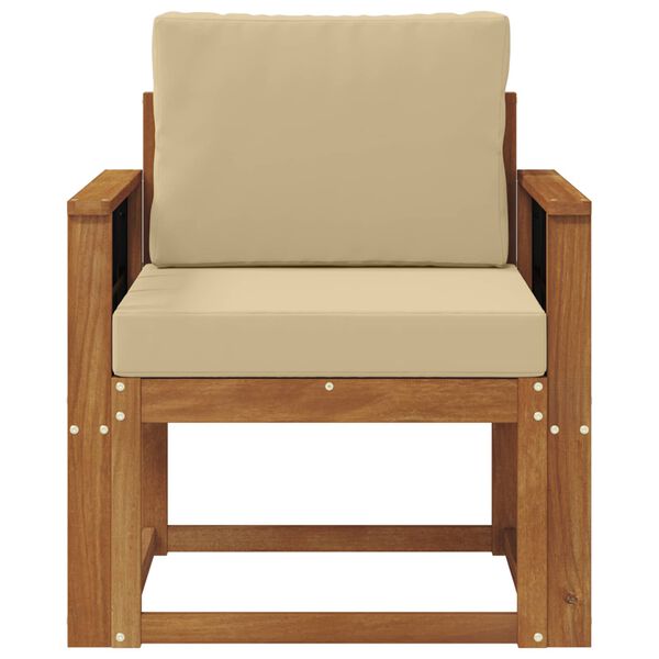 vidaXL Outdoor-Sofa Massives Akazienholz und Polyester Natur